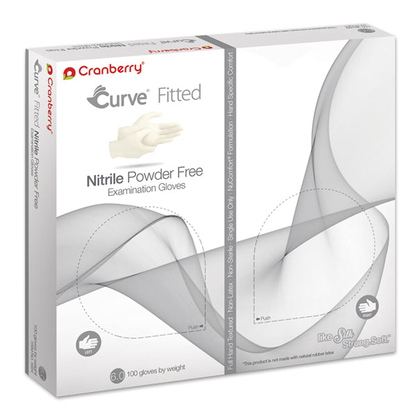 Cranberry 3427 Curve Fitted Nitrile Exam Gloves Size 7.5 White 100/Bx Cranberry 3427 Curve Fitted Nitrile Exam Gloves Size 7.5 White 100/Bx